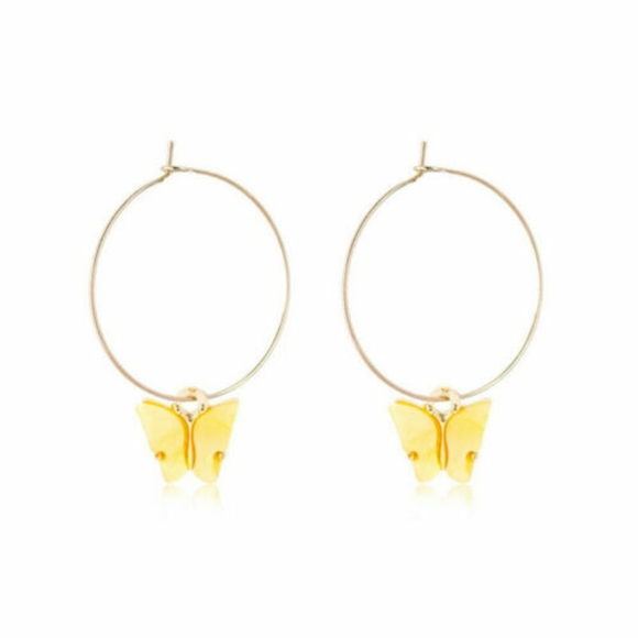 Acrylic Butterfly Hoop Earrings - Picture 5 of 12